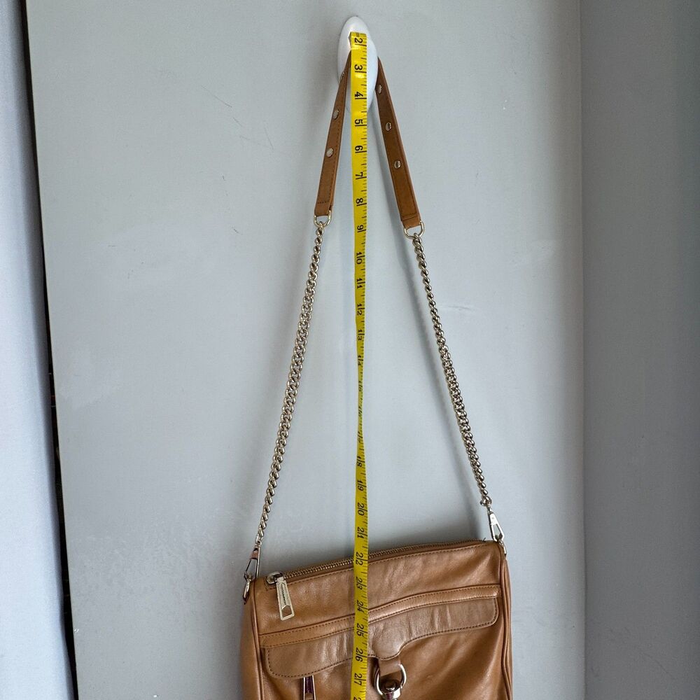Rebecca Minkoff MAC Crossbody Bag Tan Leather Studded Chain Strap - Picture 11 of 14